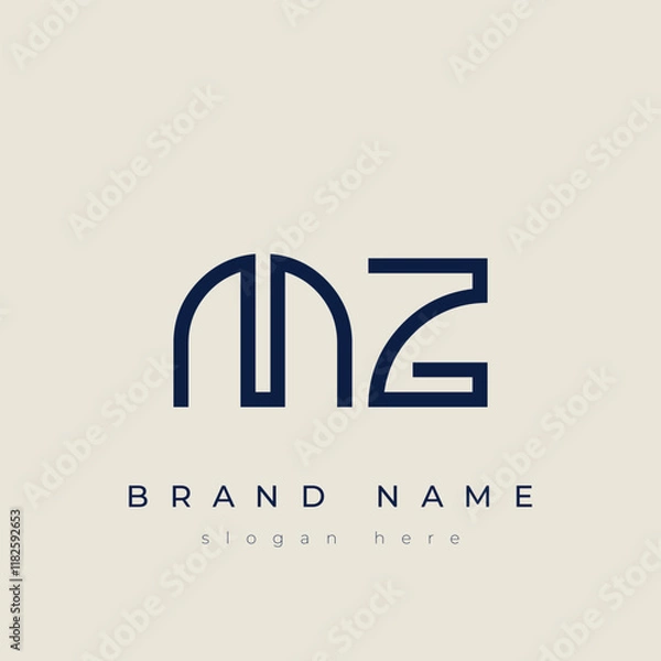 Fototapeta M and Z logo design. MZ abstract Letters Logo Monogram. This logo design is the process of creating a visual symbol that represents a brand, company, or individual.