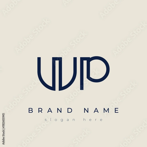 Fototapeta W and P logo design. WP abstract Letters Logo Monogram. This logo design is the process of creating a visual symbol that represents a brand, company, or individual.