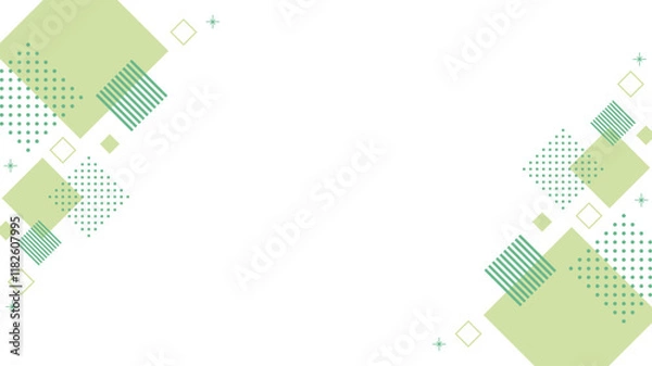 Fototapeta 幾何学 フレーム 緑 黄緑 四角 キラキラ
