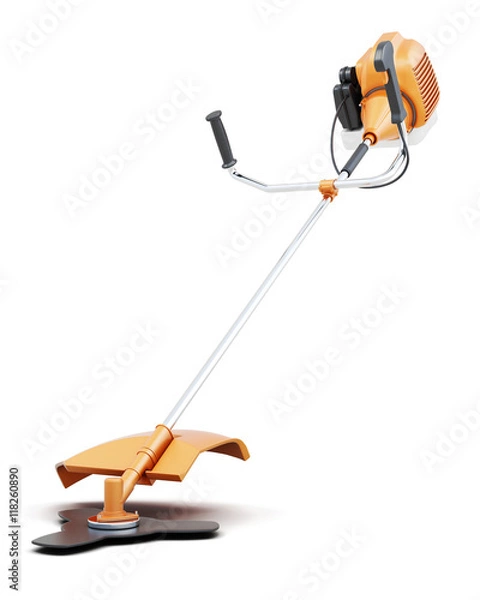 Fototapeta Lawn mower hand isolated on white background. 3d rendering