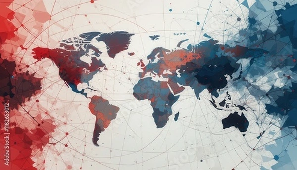 Fototapeta An abstract representation of geopolitical risks affecting global stability and trade.