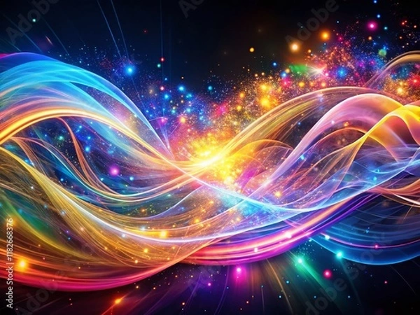 Fototapeta Abstract Colorful Light Waves and Particles, Long Exposure Photography, Dynamic Energy, Vibrant Swirls, Motion Blur