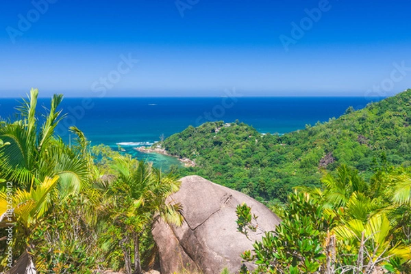 Obraz A view from the top of natural reserve Fond Ferdinand on Praslin island, Seychelles