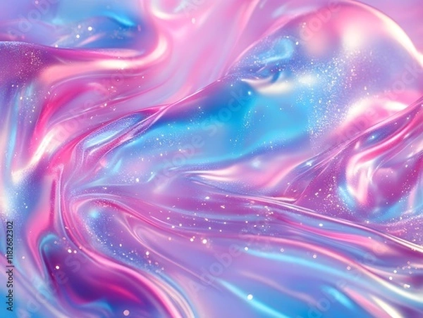 Obraz Holographic patterns in bright pink and blue floating