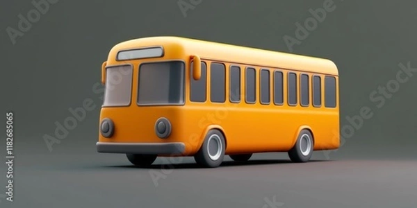 Obraz A stylized illustration featuring an iconic orange bus in cartoon form, evoking nostalgia from classic public transport designs in a vibrant, light-hearted manner.