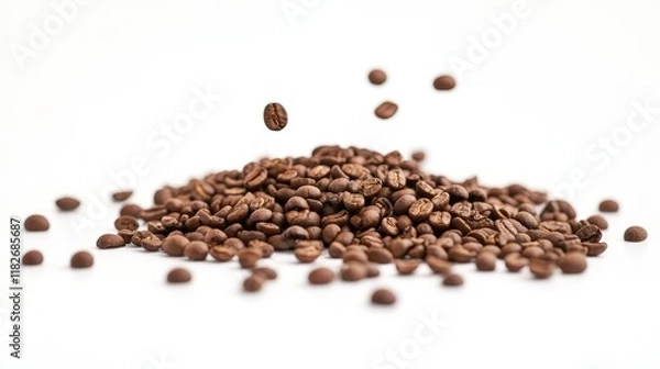 Fototapeta Close up of falling coffee beans