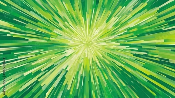 Obraz Dynamic Green Abstract Graphic Design with Radiating Lines