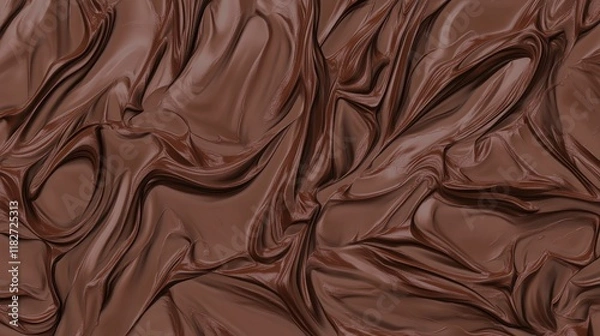 Fototapeta Stunning Visual of Melted Chocolate, A Rich Dark Brown Liquid Flowing in Exquisite Patterns, Perfect for Chocolate Lovers