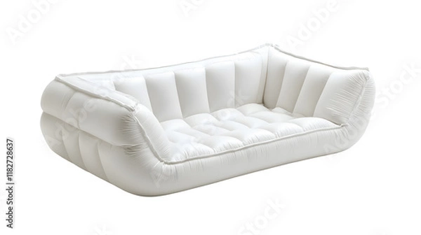 Fototapeta White inflatable sofa isolated on a white background. PNG transparent.