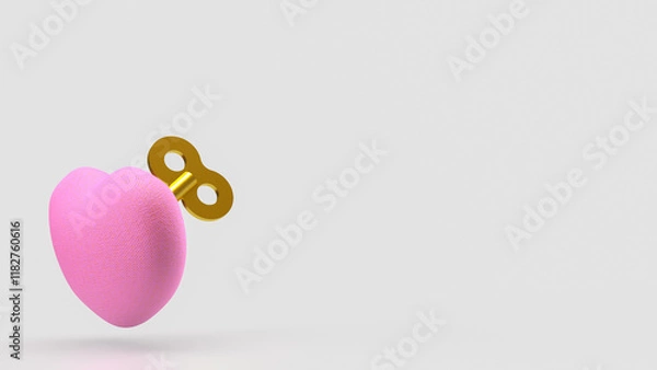 Fototapeta The Heart and wind up for Valentine or Love concept 3d Rendering.