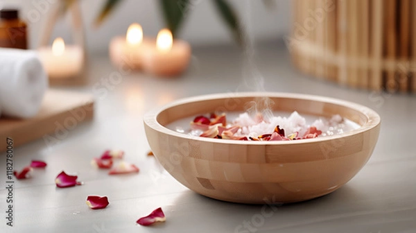 Obraz Spa ze świecami i płatkami orchidei