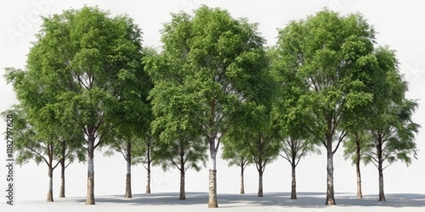 Fototapeta Black Alder Trees Isolated on Transparent Background - Close-Up Panoramic Photography for Nature Lovers, 3D Rendered, Ideal for Textures, Designs, and Artistic Projects