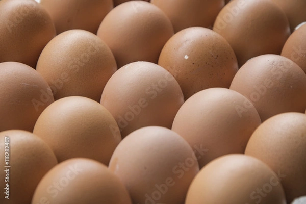 Fototapeta Eggs in cardboard, full frame .