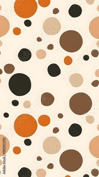 Obraz Abstract Seamless Pattern of Overlapping Circles in Beige, Brown, Orange, and Black