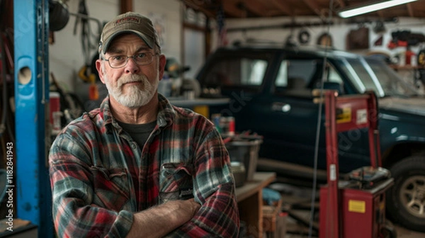 Fototapeta portrait of a small business owner of an automobile repair shop