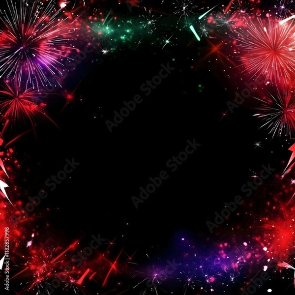 Fototapeta Fireworks Frame Creates a Vibrant Border for Festive Celebrations and Special Occasions.