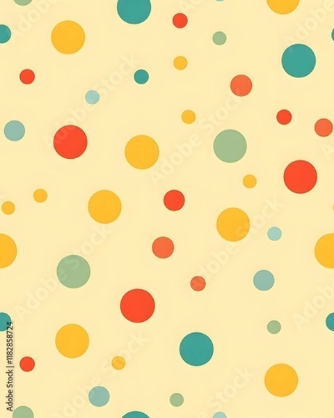 Fototapeta Multicolored Circle Pattern on Pale Yellow Background