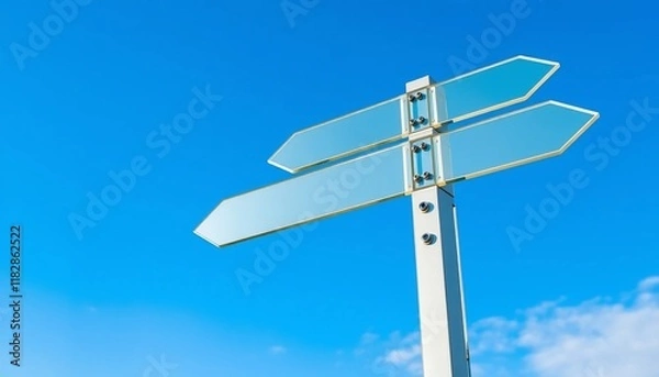 Obraz Blank Directional Signage Modern Wayfinding Arrows Clear Sky Background