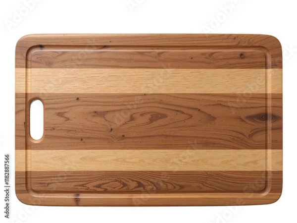 Fototapeta Wooden cutting board isolated on transparent background, top view