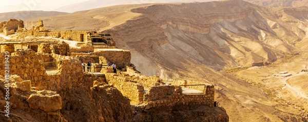 Obraz Israel. The Fortress of Masada. Unesco World Heritage Site. Last stronghold of the Jewish in their war against the Romans.