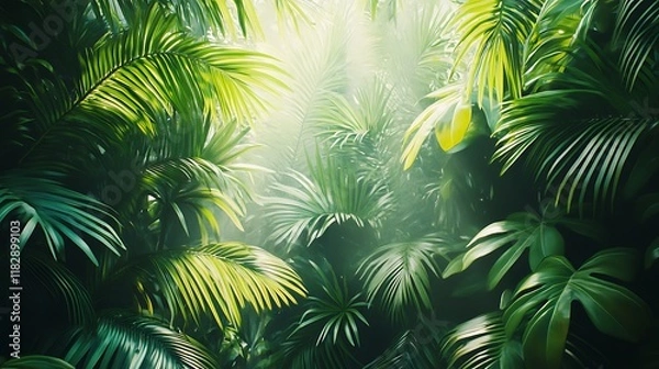 Fototapeta Exploring lush greenery close-up nature photography in a bright jungle