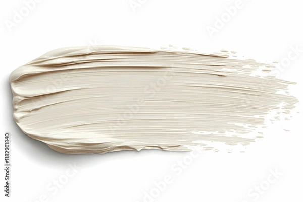 Fototapeta Beige Paint Brush Stroke Creates Textured Background with Artistic Flair on White Canvas