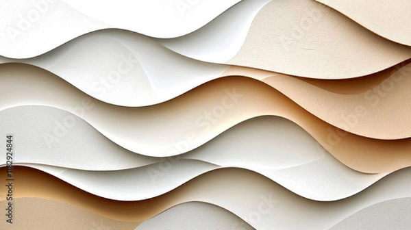 Fototapeta Abstract Beige and White Waves Background Texture: Modern Minimalist Design