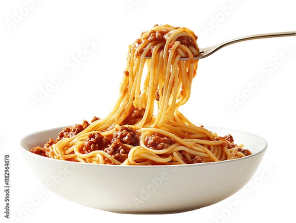 Fototapeta spaghetti with tomato sauce on a plate  isolated transparent background