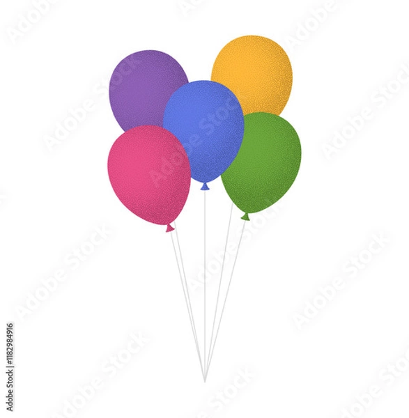 Fototapeta Colorful balloons bunch. Cartoon Flat Style vector illustration Isolated on White background.