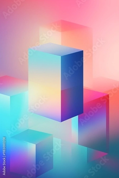 Obraz Geometric scene, dreamlike gradient background, modern sense, concise and artistic
