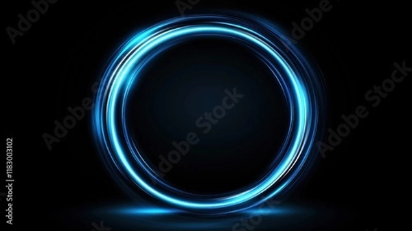 Obraz Futuristic glowing blue circular light effect
