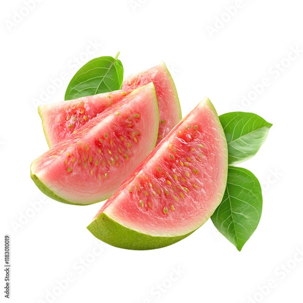 Fototapeta Guava Slices Isolated on Transparent Background