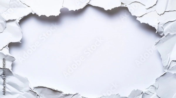 Fototapeta Torn paper with blank space in center, ideal for creative designs and backgrounds. texture adds depth and interest to any project