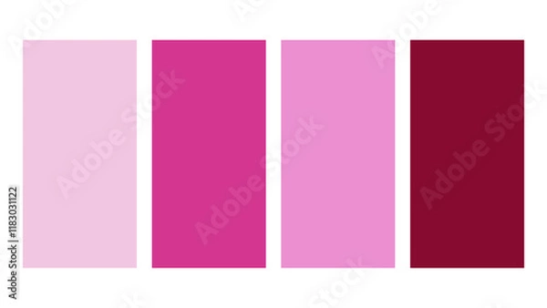 Obraz Hot Pink, Pink, Magenta, Burgundy color palette. Set of bright color palette combination in rgb hex. Color palette for ui ux design. Abstract vector illustration for your graphic design, banner