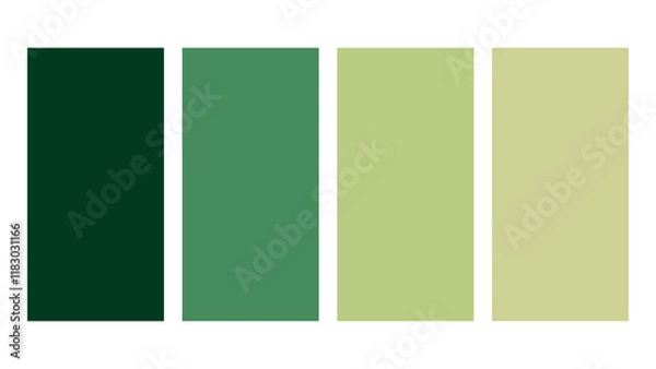 Obraz Forest Green, Emerald Green, Lint color palette. Set of bright color palette combination in rgb hex. Color palette for ui ux design. Abstract vector illustration for your graphic design, banner