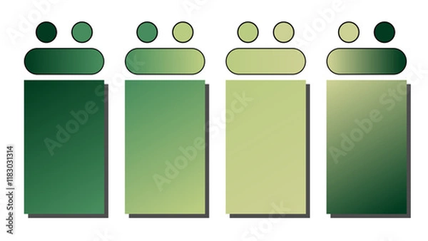 Obraz Set of vector gradient background. Cover set design with Forest Green, Emerald Green, Lint color. Beautiful abstract gradient for covers, wallpapers, branding, business cards. Vector illustration
