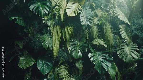 Fototapeta Lush Greenery and Vibrant Foliage in a Natural Setting Captivating the Essence of Tropical Flora and Serenity