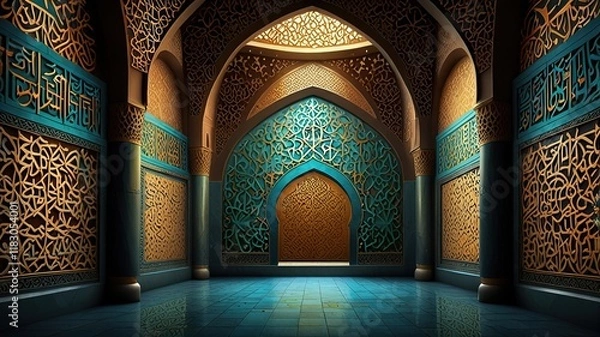 Obraz Moon and abstract luxury islamic elements background