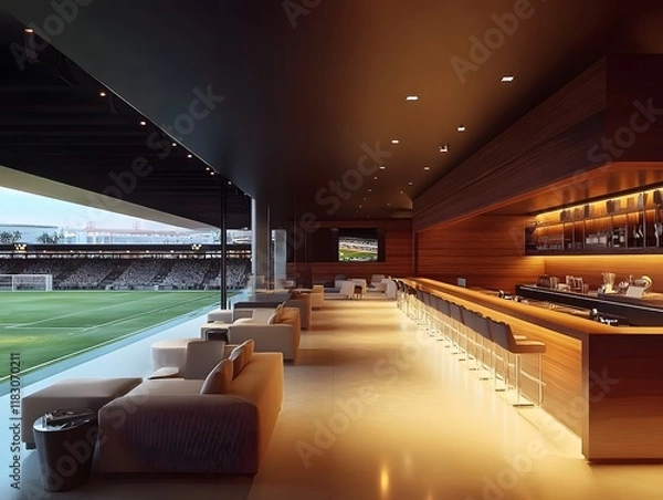 Fototapeta Luxurious VIP Lounge Area in a Modern Football Stadium with Sophisticated Design and Amenities