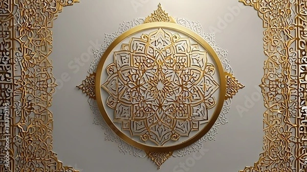 Obraz Moon and abstract luxury islamic elements background