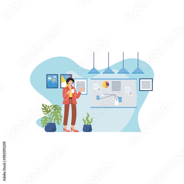 Fototapeta Illustration Of Female Workers Working In The Office