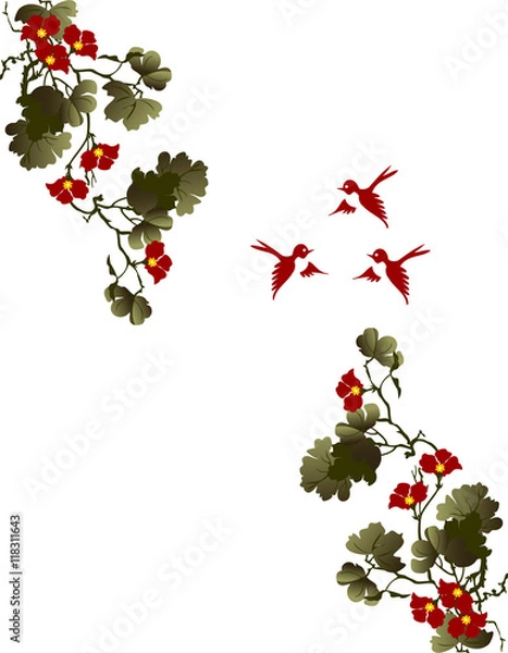 Fototapeta tree branch with flowers