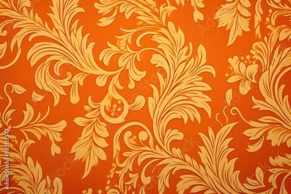 Obraz Vintage elegant pattern print orange paper backgrounds repetition creativity.