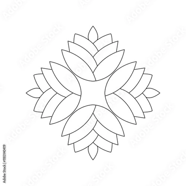 Fototapeta Water lily in editable stroke doodle contour vector illustration