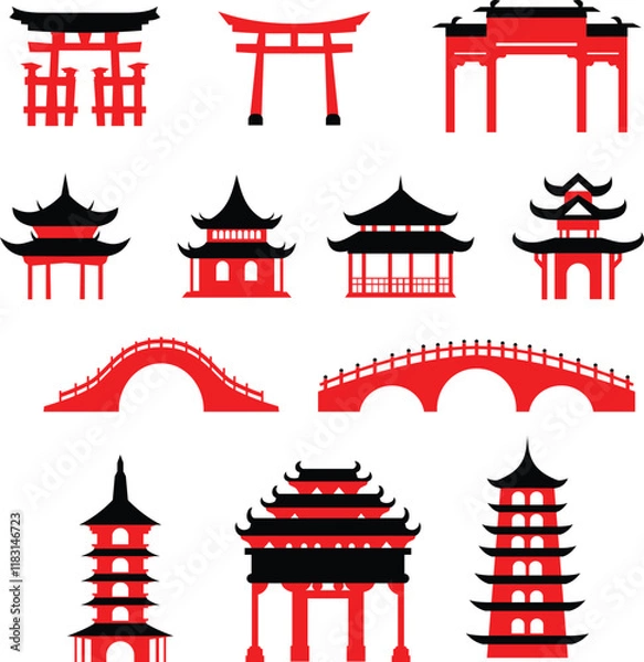 Obraz icon of japan gate and architecture
