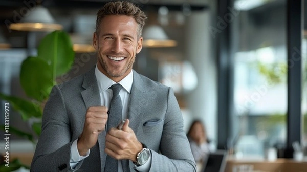 Fototapeta Inspiring speeches from a corporate leader captivate employees in a luxurious conference room, where applause and smiles create a positive atmosphere.