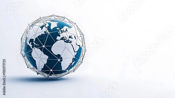Fototapeta Abstract Global Network Representation with Connected Lines and Globe