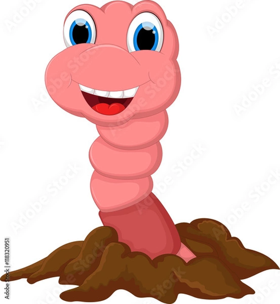 Obraz Cute pink worm cartoon