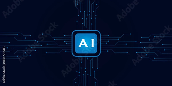 Fototapeta Artificial intelligence AI.Technology related to artificial intelligence, computers and systems that are intelligent,circuit board,Vector Illustration,Eps 10 ,all layers are single for coustomization.
