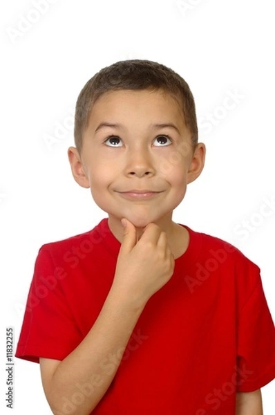 Obraz Seven-year-old boy looking up thinking